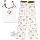 Monkey Print White Cotton Pajamas for Juniors