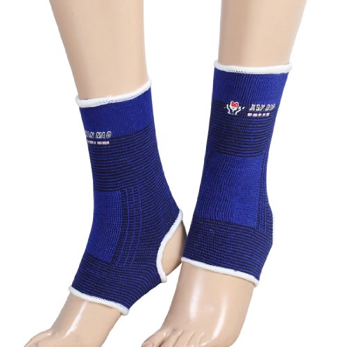 Black Blue Pinstripes White Hem Ankle Support Sport Protectors Pair