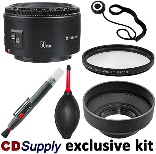 Canon EF 50mm f/1.8 II Autofocus Camera Lens Import for Canon SLR Cameras, includes; 5pc CD Supply Accessory Kit