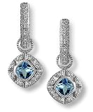 Cushion Pave Diamond Charms - Blue Topaz - by Zasha Signature Jewelry