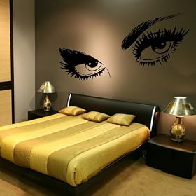 SEXY EYES VINYL WALL ART DECAL STICKER IN BLACK - 100CM (H) X 180CM (W)