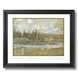Claude Monet French Lake Tree Flowers Landscape Wall Picture Black Framed Art Print