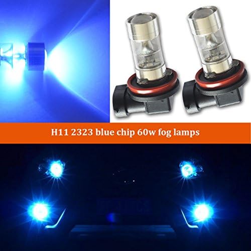 Ryglobal 2X H8 H11 60W 12-SMD 2323 High Power LED Fog Lights Super Bright 750LM 6000K Car Driving Bulbs 3 Color for Choose (Blue)