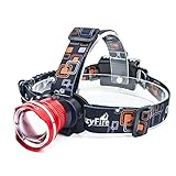 CrazyFire ヘッドライト 3段階点灯 ズーム式 米国cree社製 xm-l t6 led 1800LM 防水 単3対応 登山