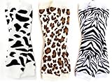 3 pack Animal print baby girl & boy leg warmers in Zebra, Leopard & Cow by My Little Legs