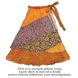 Reversible 3/4 silk sari wrap skirt by Jedzebel DN204.Styles and Colors May Vary.