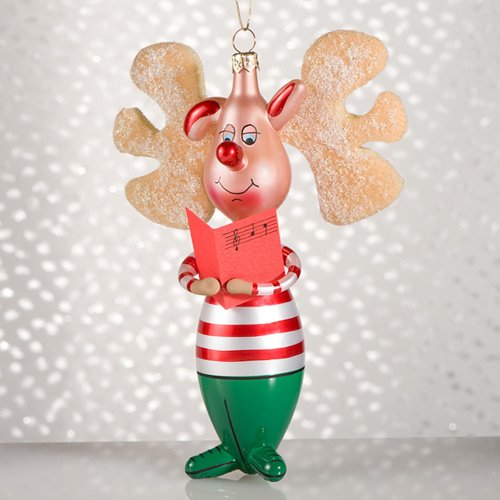 De Carlini Rudolph Italian Mouthblown Glass Christmas Ornament