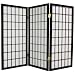 Asian Window Treatment - 3ft. Window Pane Small Shoji Privacy Screen Room Divider - 3 Panel Black