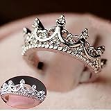 Fashion Princess Silver Rhinestone Crown Wedding Rings Size 7 8 9