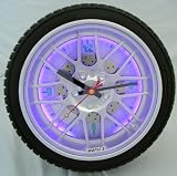 Red Neon Lighted Tire Wall or Desk Quartz Clock 10 Inch Diameter New