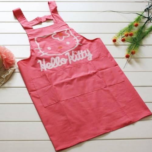 Red Hello Kitty Kitchen Chefs Women's Bib Aprons with Pocket for Cooking Cook