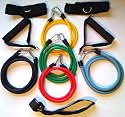 100% NATURAL LATEX TUBES, Power Cords Resistance Bands 11pc Set, Ideal For Home Fitness, Yoga, Pilates, Abs, P90x & Workout with workout guide. Part of the Columbia-Bookfest (TM) PowerCord products.
