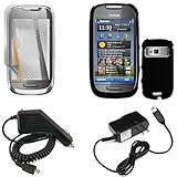 iNcido Brand Nokia C7-00/Astound Combo Rubber Black Protective Case Facepla ....