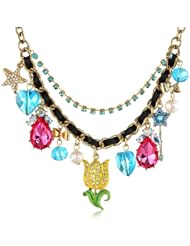 Betsey Johnson "Fairyland" Flower Multi-Charm Necklace, 19"