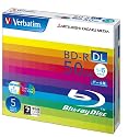 三菱化学メディア Verbatim BD-R DL 2層式 (ハードコート仕様) 1回記録用 50GB 1-6倍速 5mmケース 5枚パック ワイド印刷対応 ホワイトレーベル DBR50RP5V1
