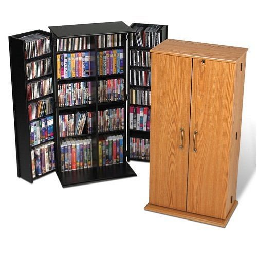 Tall Locking Media Storage Cabinet - Black