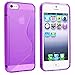 iPhone SE Case, Insten TPU Rubber Skin Case Cover compatible with Apple iPhone 5SE / 5S /5, Clear Purple S Shape