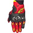 Alpinestars SMX-2 Air Carbon Men's Leather Street Bike Motorcycle Gloves w/ Free B&F Heart Sticker Bundle - Black/Red/Yellow