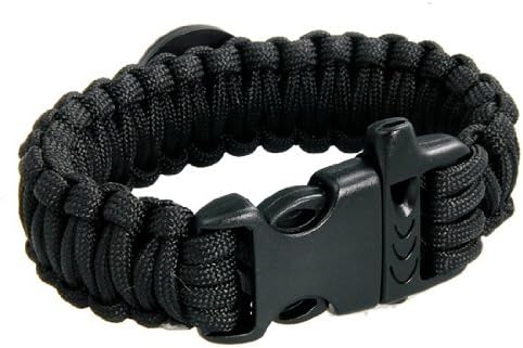 Durable Outdoor Survival Wrist Strap Bracelet with Compass (Black)