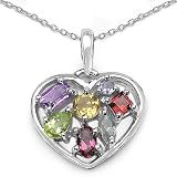 1.60 Carat Genuine Multi-Gemstone Sterling Silver Pendant
