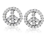 10k White Gold Diamond Peace Sign Earrings (1/4 cttw, J-K Color, I2 Clarity)