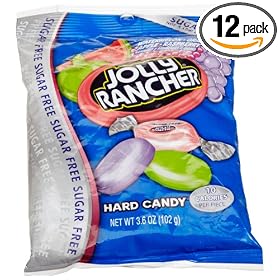 Jolly Rancher Sugar Free Hard Candies, Assorted Flavors, 3.6-Ounce Bags (Pack of 12)