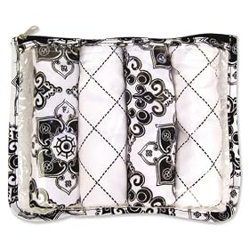 Trend Lab Burps in Clear Zip Pouch, Black/White Versailles Print, Set of 4Trend Lab Burps in Clear Zip Pouch, Set of 4
