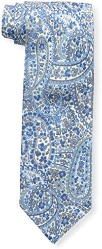 Rossovivo Men's Paisley Tie, Blue/Kaki