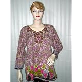 Pretty Purple Green Printed Crepe Indian Trendy Tunic Kurti L