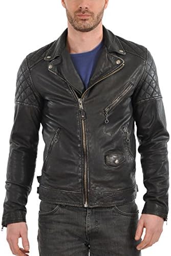 SAWD Leather Men's Lambskin Leather Motorcycle Biker jacket - Medium