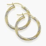 Two-Toned 7/8 Inch Intertwining Gold Hoop Earrings