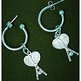 Crossed Racquet Hoop Earrings