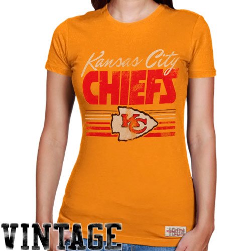Mitchell & Ness Kansas City Chiefs Ladies Vintage Graphic Premium T-Shirt - Gold (Small)