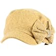 Elastafit Ladies Winter Ribbon Bow Crystals Cadet Military Castro Hat Cap Camel