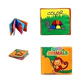 Zerowin Soft Plastic Paper with Creaky Voice Baby Book Toys, Cute Animals Story ,4 Pages,Pack of 2