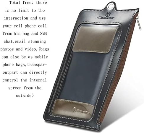 iPhone 6 plus / 6S Plus Sleeve Case Cover,KaLaBan Leather Pouch wallet Leather Case Holster Cover Side Pouch Waist Bag + Carabiner Hook for 5.0 inch - 5.8 inch (XXL) (Black / Army green)