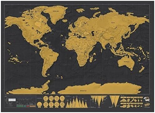 YBH Scratch Off World Map Deluxe Edition Poster Personalized Travel Vacation