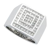 14K White Gold 1 1/2 ct. Princess Cut Diamond Men's Ring