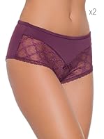 Selene Braguita Culotte Microfibra Encaje (Burdeos)