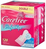 Carefree Body Shape Pantiliners, Medium Protection, Unscented, 120-Count Boxes (Pack of 4)