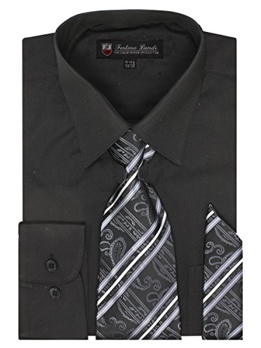 Men's Long Sleeve Dress Shirt, With Tie And Hanky - Many Colors