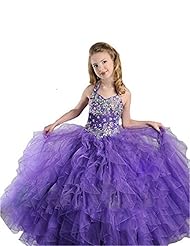 Girls Floor Length Organza  Lace  Ball Gown Flower-Girl Dress/Pageant Dress 