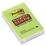 Post-itSuperStickyLinedNotes--Assorted,4x6Inches,90-SheetPad(3Pack)