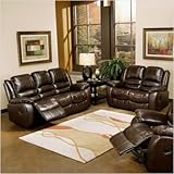 IMAGE OF CH-8801-BRN-3/2 Reclining Leather Sofa and Loveseat With Wood and Steel Construction Plush High-Density Foam Cushioning Sturdy Frame and Mechanisms For Long Life & In Dark Brown