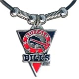 Buffalo Bills Leather Necklace Beads & Pewter Pendant - NFL Football Fan Shop Sports Team Merchandise
