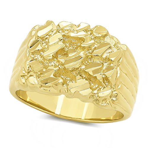 Men's 19mm Wide Chunky 14k Gold Plated Nugget Statement Ring