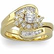 14K Yellow Gold Diamond Wedding Set - 1.08 Ct.