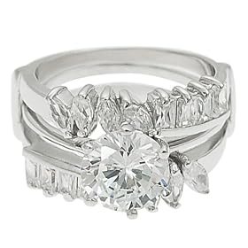 Sterling Silver Cubic Zirconia Two-piece Ring