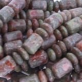 Autumn Jasper : Mixed Capsule/Rondell-Plain - 12mm Height, 8mm Width - 8mm Length, Sold by: 16 Inch Strand with Angel Mountain Beads Heart Charm (.625 x .570 inches)