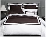 Pinzon Hotel Banded Egyptian Cotton Sateen Full/Queen Duvet, Espresso